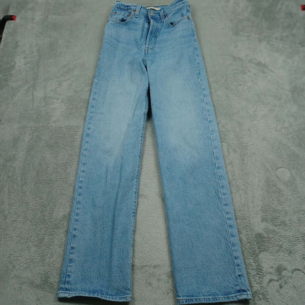 Levis 501 Jeans Womens 26 Blue Denim Premium‎ Button Fly Ribcage Straight Casual